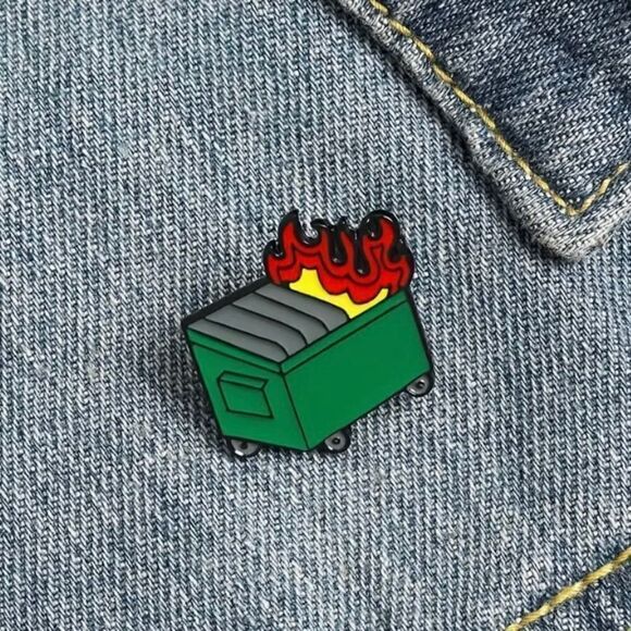 Dumpster Fire Enamel brooch/Pin - Picture 2 of 6